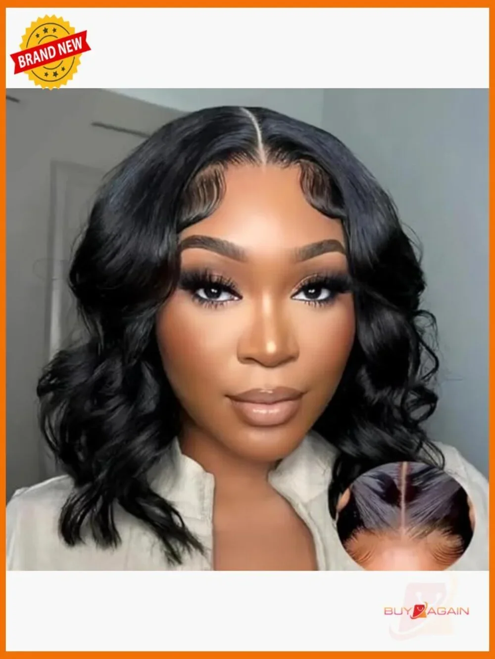 Glueless Bob Wig Human Hair Pre Plucked Pre Cut Body Wave Lace Front Wig 16 Inch